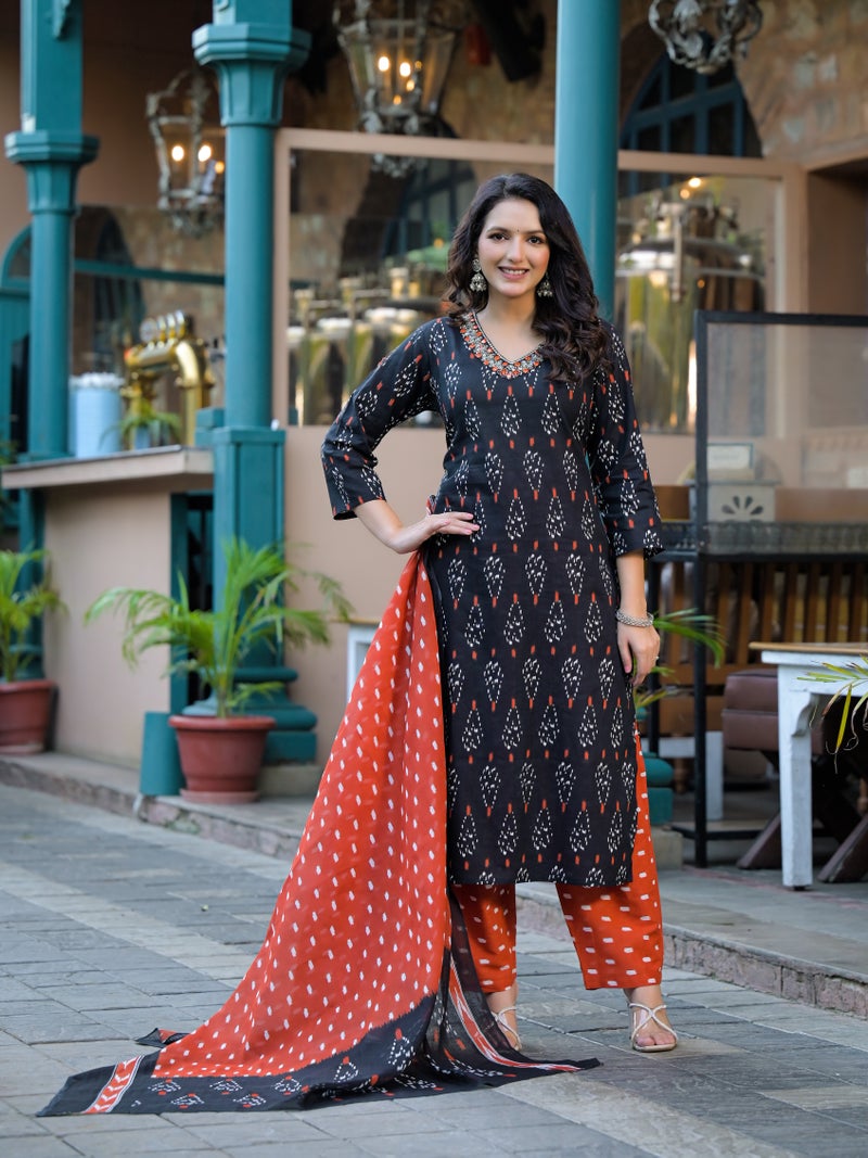 Shifory Black Printed Kurti Set for Women - Image 3